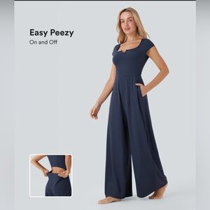 HALARA SoftlyZero™ Airy Short Sleeve Wide Leg Jumpsuit with Pockets Easy Peezy